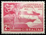 Гибралтар 1949 г. • Gb# 136 • 2 d. • 75-летие Всемирного Почтового Союза(UPU) • MNH OG VF ( кат. - £1 )