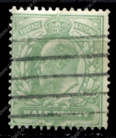 Великобритания 1902-1910 гг. • Gb# 215 • Эдуард VII • ½ d. • стандарт • Used VF ( кат.- £2.50 )