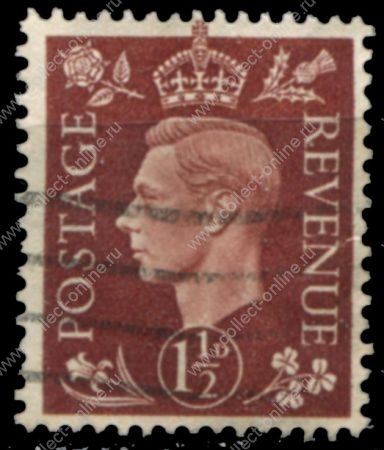 Великобритания 1937-1947 гг. • Gb# 464 • 1½ d. • Георг VI • стандарт • Used F-VF