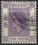 Гонконг 1954-1962 гг. • Gb# 179 • 10 c. • Елизавета II • лиловая • стандарт • Used VF