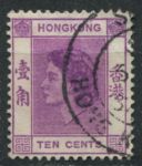 Гонконг 1954-1962 гг. • Gb# 179a • 10 c. • Елизавета II • фиолет. • стандарт • Used VF