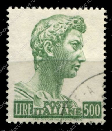 Италия 1955-1958 гг. • Sc# 690 • 500 L. • Св. Георгий (Донателло) • стандарт • Used F - VF