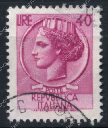 Италия 1959-66 гг. SC# 786 • 40 L. • "Италия", аверс древней монеты Сиракуз • стандарт • Used F - VF