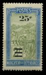 Мадагаскар 1922 - 1927 гг. • Iv# 145 • 25 c. на 2 fr. • осн. выпуск • путешественник в кресле-носилках • надпечатка нов. номинала • MH OG F-VF