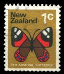 Новая Зеландия 1970-1971 гг. • SC# 439 • 1 c. • Основной выпуск • бабочка(красный адмирал) • Used F-VF