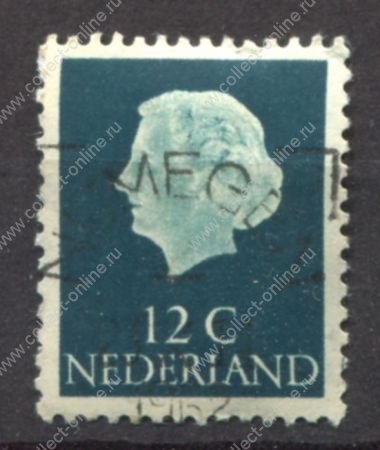 Нидерланды 1953-1971 гг. • Sc# 345 • 12 c. • Королева Вильгельмина • стандарт • Used F-VF