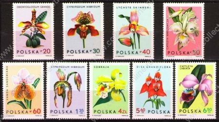 Польша 1965 г. • Mi# 1612-20 • 20 gr. - 6.50 zt. • Цветы (орхидеи) • MNH OG VF • полн. серия ( кат.- €7 )