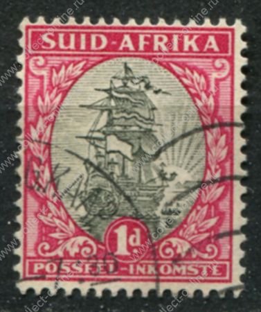Южная Африка 1926-1927 гг. • Gb# 31 • 1 d. • осн. выпуск • парусный фрегат • афр. текст • Used F-VF