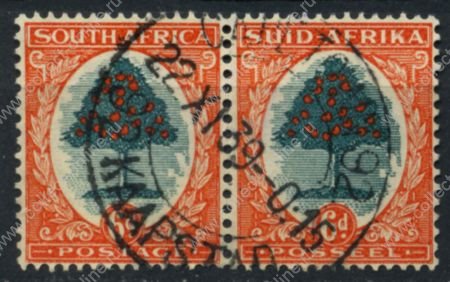 Южная Африка 1933-1948 гг. • GB# 61d • 6 d. осн. • выпуск • апельсиновое дерево (пара) • Used F-VF