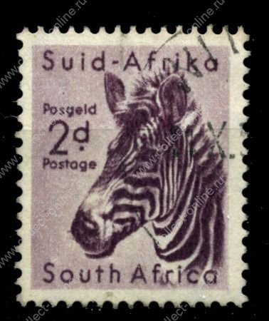 Южная Африка 1954 г. SC# 203(GB# 154) • 2 d. • Африканская фауна • зебра • Used VF
