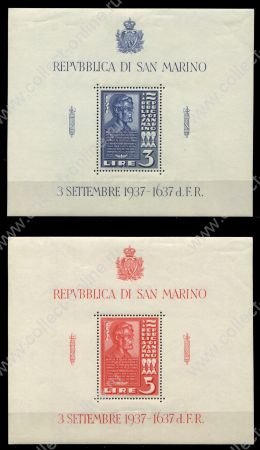 Сан-Марино 1938 г. • Mi# Block 2-3(SC# 186-7) • 3 и 5 L. • Установка бюста Авраама Линкольна • MNH OG XF • блоки ( кат. - €40 )