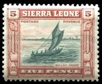 Сьерра-Леоне 1933 г. • Gb# 174 • 5 d. • 100-летие отмены рабства • африканское парусное каноэ • MH OG VF
