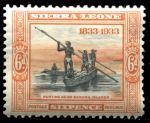 Сьерра-Леоне 1933 г. • Gb# 175 • 6 d. • 100-летие отмены рабства • лодка с рыбаками • MH OG VF