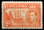 Святой Елены о-в 1938-1944 гг. • Gb# 134 • 2 d. • Георг VI основной выпуск • фрегат в бухте острова • MH OG VF