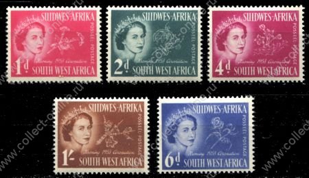 Юго-западная Африка 1953 г. • Gb# 98 • 1 - 6 d. • Коронация Елизаветы II • полн. серия • MNH OG VF