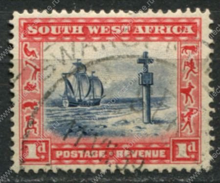 Юго-западная Африка 1931 г. • Gb# 75 • 1 d. • основной выпуск • парусник у мыса Кейп-Кросс • англ. текст • Used F-VF