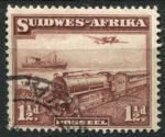 Юго-западная Африка 1937 г. • Gb# 96 • 1½ d. • доп. выпуск • паровоз, самолет, пароход • афр. текст • Used F-VF