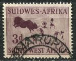Юго-западная Африка 1954 г. • Gb# 156 • 3 d. • основной выпуск • охота на носорога • Used F-VF