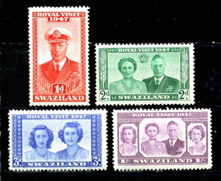 Свазиленд 1947 г. Gb# 42-5 • 1 d. - 1 sh. • Королевский визит • полн. серия • MNH OG VF