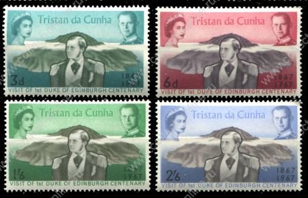Тристан да Кунья 1967 г. • Gb# 109-12 • 100-летие визита Герцога Эдинбургского • полн. серия • MNH OG XF