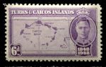 Теркс и Кайкос 1948 г. • Gb# 213 • 6 d. • 100-летие отделения от Багамских островов • MH OG XF  ( кат.- £1.75- )