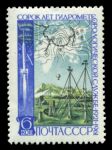 СССР 1961 г. • Сол# 2590 • 6 коп. • 40-летие Гидрометеослужбы • метеостанция, карта и метеозонд • MNH OG XF