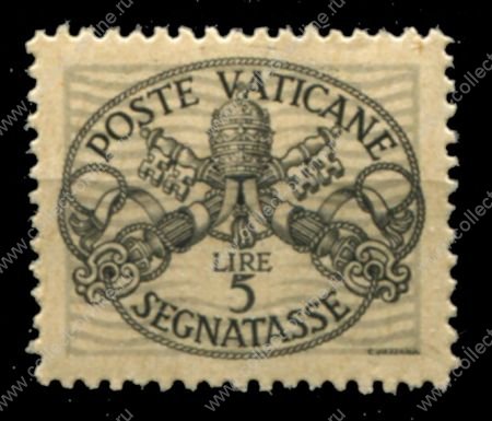 Ватикан 1945 г. • Mi# PM 12 • 5 L. • герб Ватикана • служебный выпуск ( для сборов ) • MNH OG VF