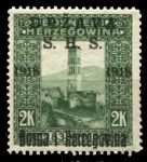 Югославия • Босния и Герцеговина 1918 г. • SC# 1L13 • 2 K. • надпечатка на марке 1910 г. • ратуша • MH OG VF