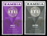 Замбия 1965 г. • Gb# 108-9 • 6 d. и 2s.6d. • 100-летие ВТС(ITU) • MNH OG XF • полн. серия