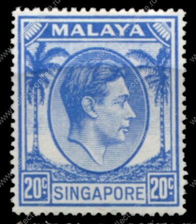 Сингапур 1948-1952 гг. • Gb# 23 • 15 c. • Георг VI • стандарт • MH OG VF ( кат. - £20 )