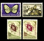 Румыния 1956 г. • Mi# 1586-8 • 10 b. - 1.75 L. • Жуки, насекомые, бабочки • полн. серия • MH OG VF ( кат.- € 45 )