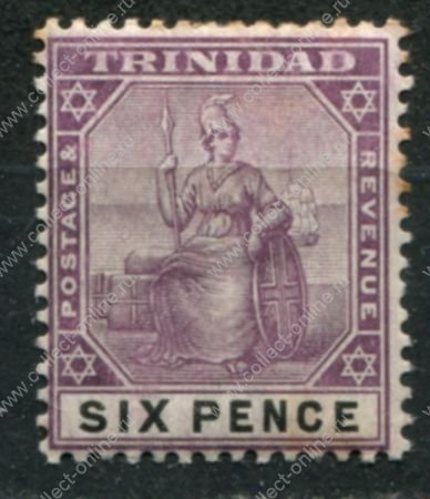 Тринидад 1904-1909 гг. • Gb# 139 • 6 d. • "Британия" • стандарт • MLH OG VF ( кат. - £25 )