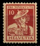 Швейцария 1916 г. • Mi# 132 • 10+5 rp. • девушка • благотворительный выпуск • MNH! OG VF ( кат. - €60 )