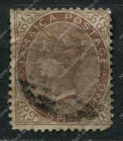 Ямайка 1860-1870 гг. • Gb# 6a • 1 sh. • королева Виктория • стандарт • Used F-VF