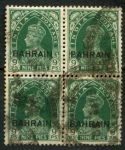 Бахрейн 1938-1941 гг. • Gb# 22 • 9 p. • Георг VI • надп. на м. Индии • стандарт • кв. блок • Used VF ( кат.- £ 72+ )