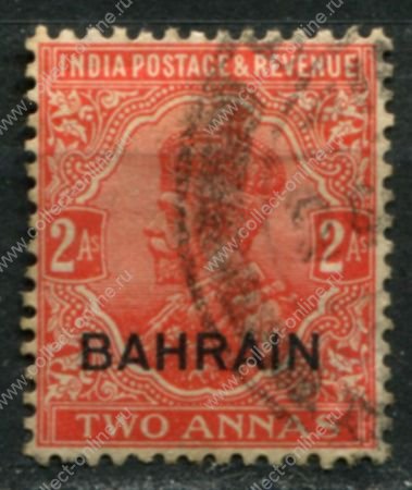 Бахрейн 1933-1937 гг. • Gb# 6 • 2 a. • Георг V • надп. на м. Индии • стандарт • Used VF ( кат.- £ 25 )