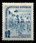 ГДР 1952 г. • Mi# 307 • 12 pf. • Велогонка Варшава - Берлин - Прага • MNH OG VF