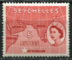 Сейшелы 1954-1961 гг. • Gb# 187 • 5 R. • Елизавета II • основной выпуск • карта Индийского океана • MNH OG XF ( кат.- £ 20 )