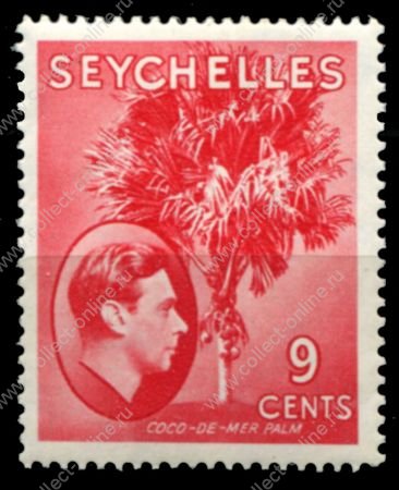 Сейшелы 1938-1949 гг. • Gb# 138 • 9 c. • Георг VI • основной выпуск • морская кокосовая пальма • MH OG VF ( кат.- £ 20 )
