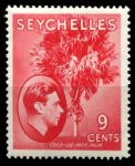 Сейшелы 1938-1949 гг. • Gb# 138 • 9 c. • Георг VI • основной выпуск • морская кокосовая пальма • MH OG VF ( кат.- £ 20 )