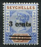 Сейшелы 1901 г. • Gb# 37 • 3 на 10 c. • Королева Виктория • надпечатка нов. номинала • стандарт • MNH! OG VF ( кат.- £ 4+ )
