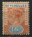 Сейшелы 1890-1892 гг. • Gb# 6 • 16 c. • королева Виктория • тип I • стандарт • MH OG XF ( кат. - £18 )