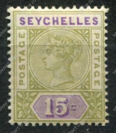 Сейшелы 1893 г. • Gb# 24 • 15 c. • Королева Виктория • тип(die) II • стандарт • MLH OG XF ( кат.- £ 12 )