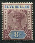 Сейшелы 1892 г. • Gb# 11 • 8 c. • Королева Виктория • тип(die) II • стандарт • MH OG VF ( кат.- £ 16 )