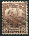 Ньюфаундленд 1919 г. • Gb# 132 • 3 c. • основной выпуск • Военный выпуск • северный олень(Карибу) • Used F-VF ( кат.- £ 1,25 )
