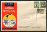 Австралия 1952 г. • начало регулярных авиарейсов в ЮАР • конверт Qantas • Кокосовые о-ва-Йоханнесбург