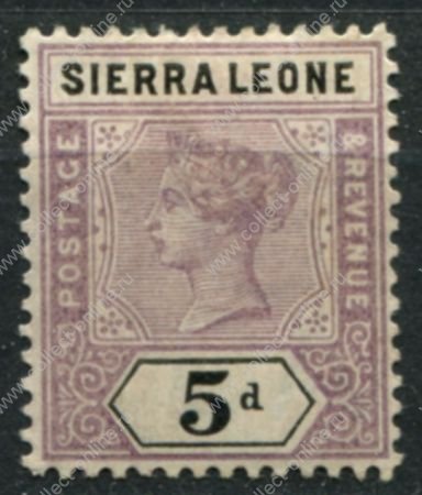 Сьерра-Леоне 1896-1897 гг. • Gb# 48 • 5 d. • Королева Виктория • стандарт • MLH OG XF ( кат.- £ 13 )