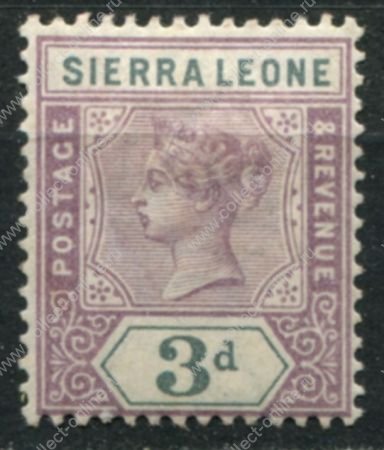 Сьерра-Леоне 1896-1897 гг. • Gb# 46 • 3 d. • Королева Виктория • стандарт • MLH OG XF ( кат.- £ 9 )