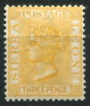 Сьерра-Леоне 1884-1891 гг. • Gb# 32 • 3 d. • Виктория • стандарт • MLH OG XF ( кат.- £4 )