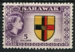 Саравак 1955-1959 гг. • Gb# 202 • $5 • Елизавета II основной выпуск • герб колонии • концовка серии • Used XF ( кат.- £ 18 )